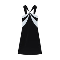 CALVIN LUO Black And White Color Blocking Hanging Structured Line Dress | MADA IN CHINA