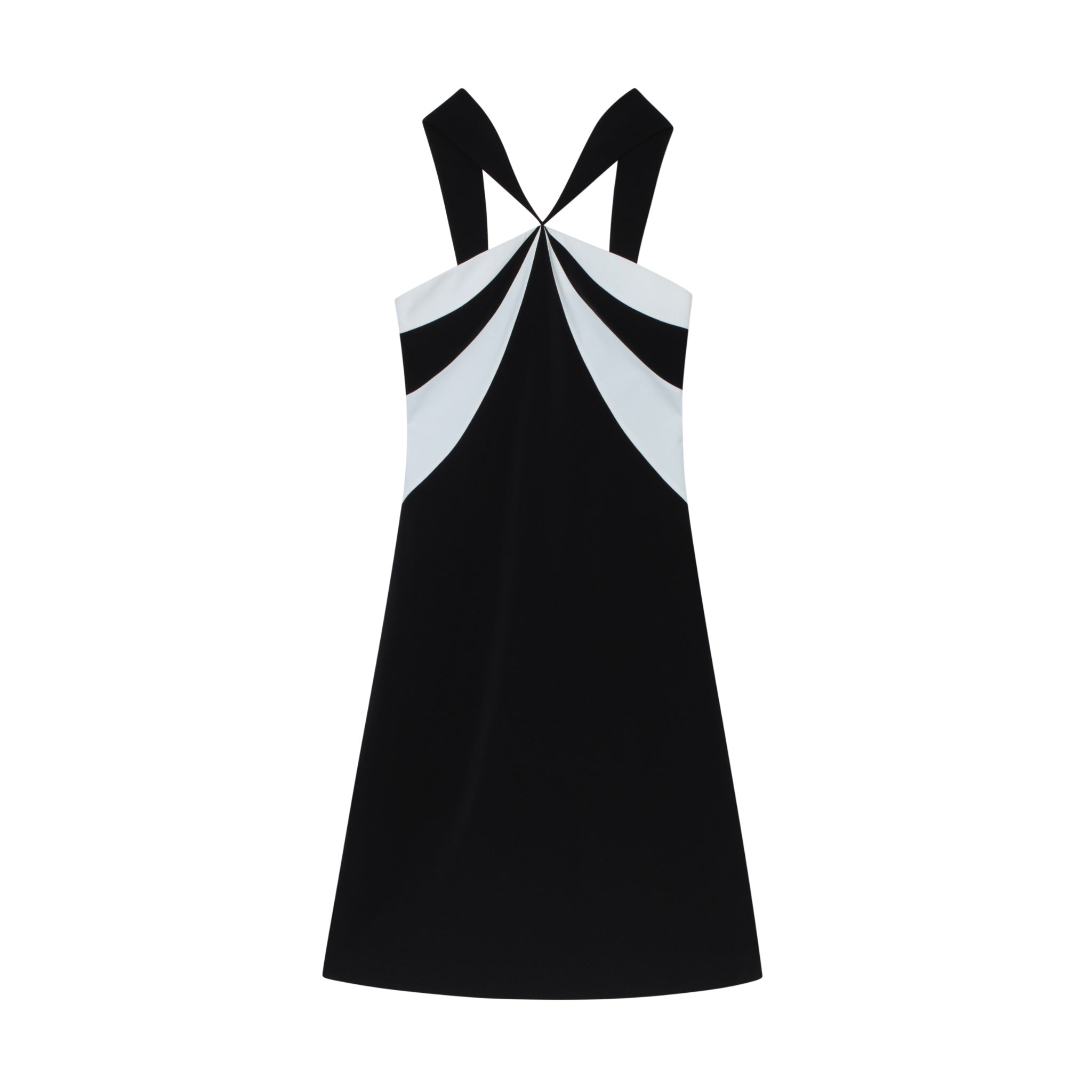 CALVIN LUO Black And White Color Blocking Hanging Structured Line Dress | MADA IN CHINA