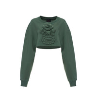 Laurence & Chico Cloud Flower Cropped Sweatshirt Green | MADA IN CHINA