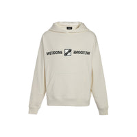 WE11DONE Ivory We11Done Patched Mirror Logo Hoodie | MADA IN CHINA