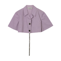 CALVIN LUO Purple Chain Decorated Short Shirt | MADA IN CHINA