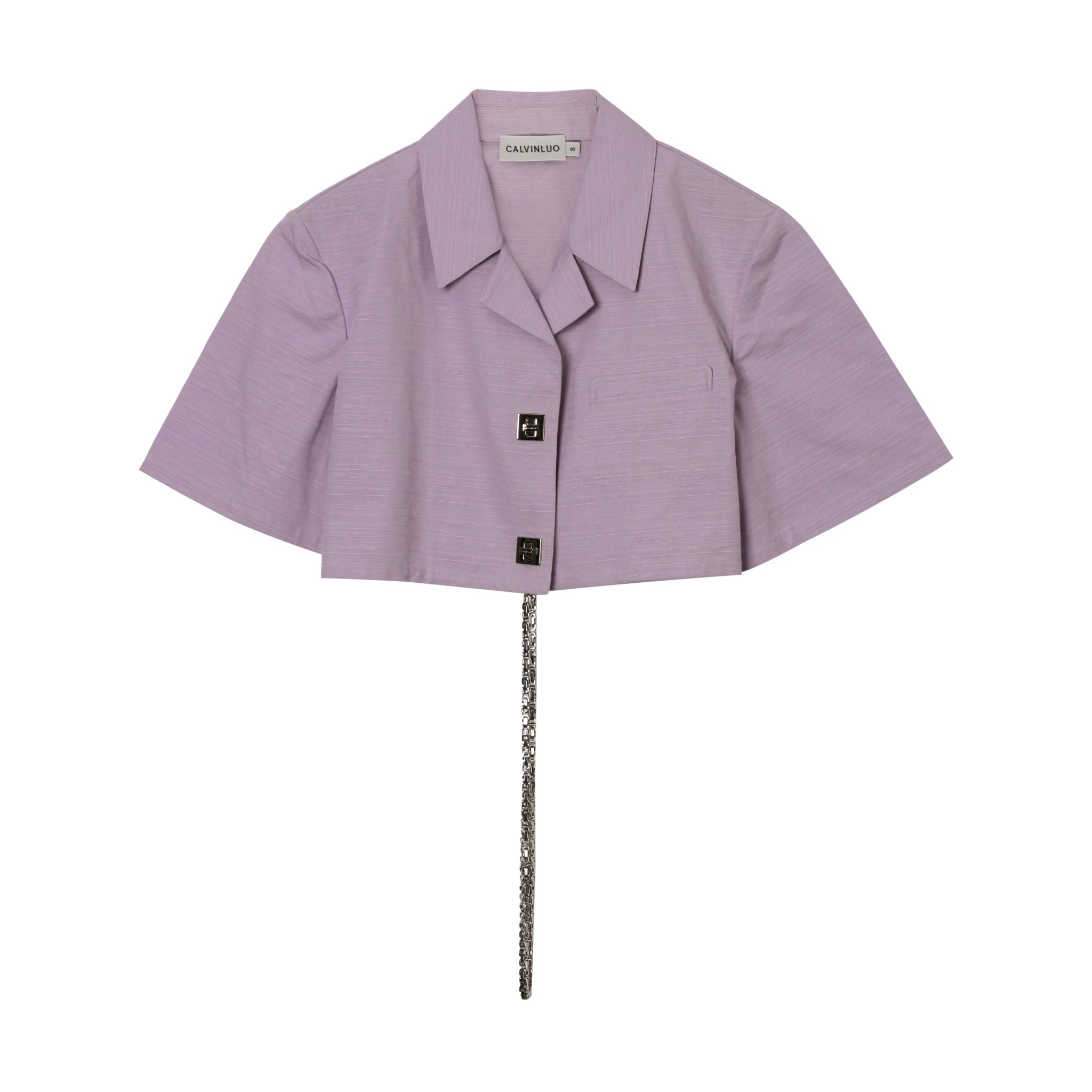 CALVIN LUO Purple Chain Decorated Short Shirt | MADA IN CHINA