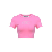ANN ANDELMAN Short Sleeve with Diamond Logo Tee Pink | MADA IN CHINA