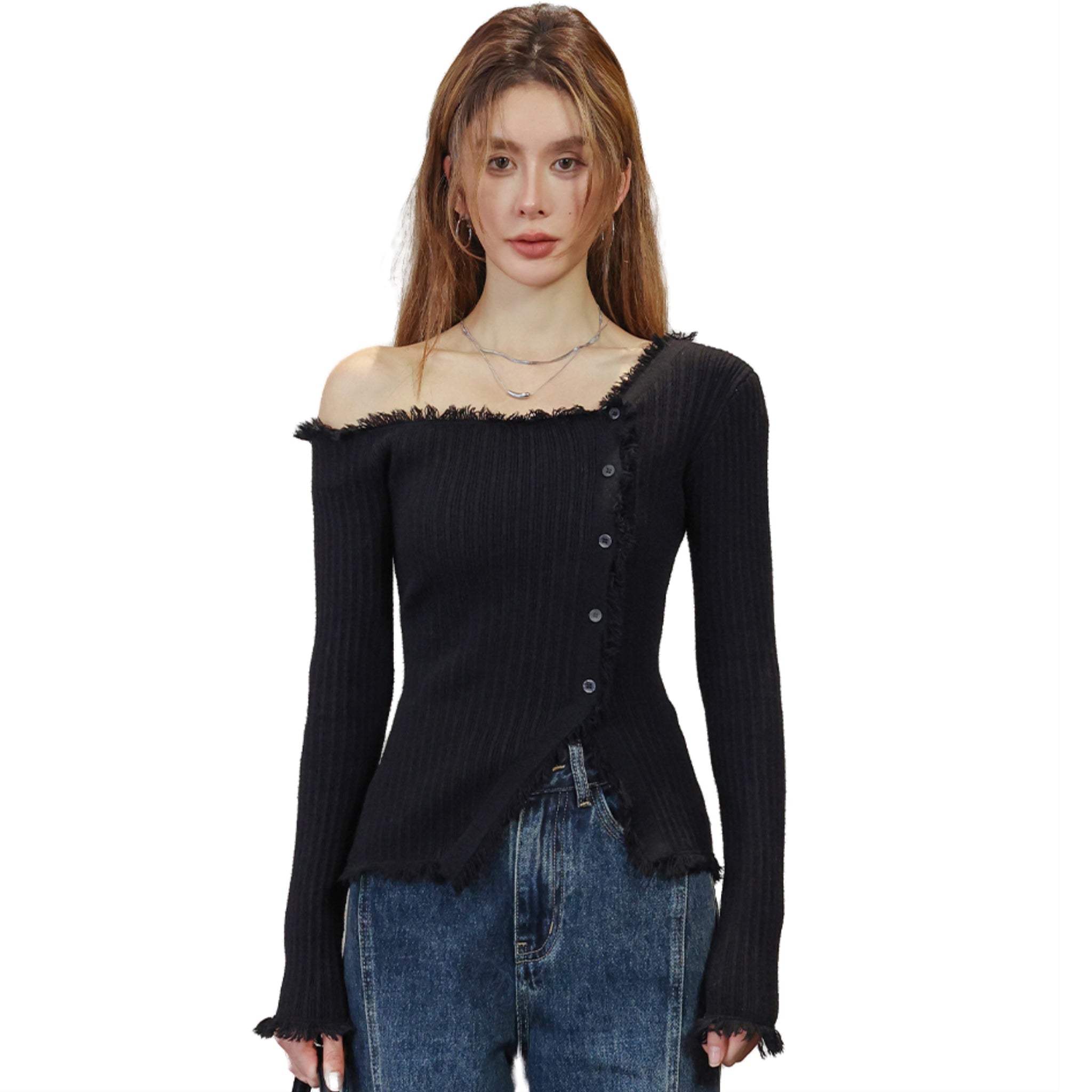 MISHOW Women's Striped Tassel Raglan Sleeve Short Sweater 2023