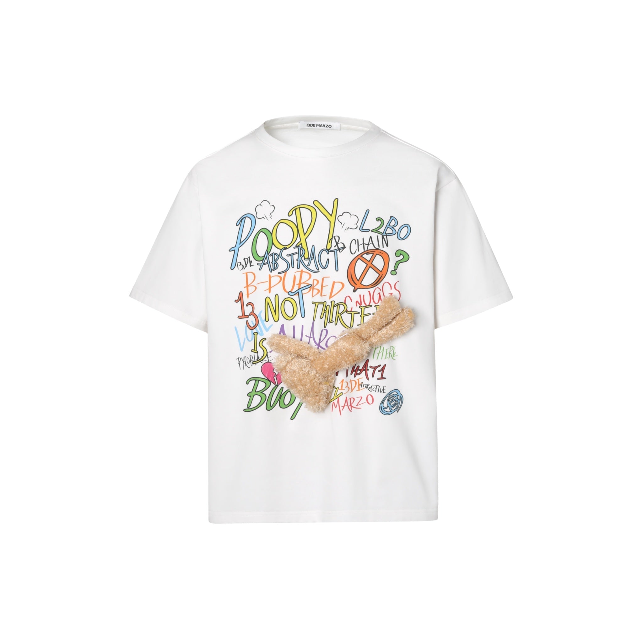 13de Marzo Text Graffiti Washable T-Shirt White