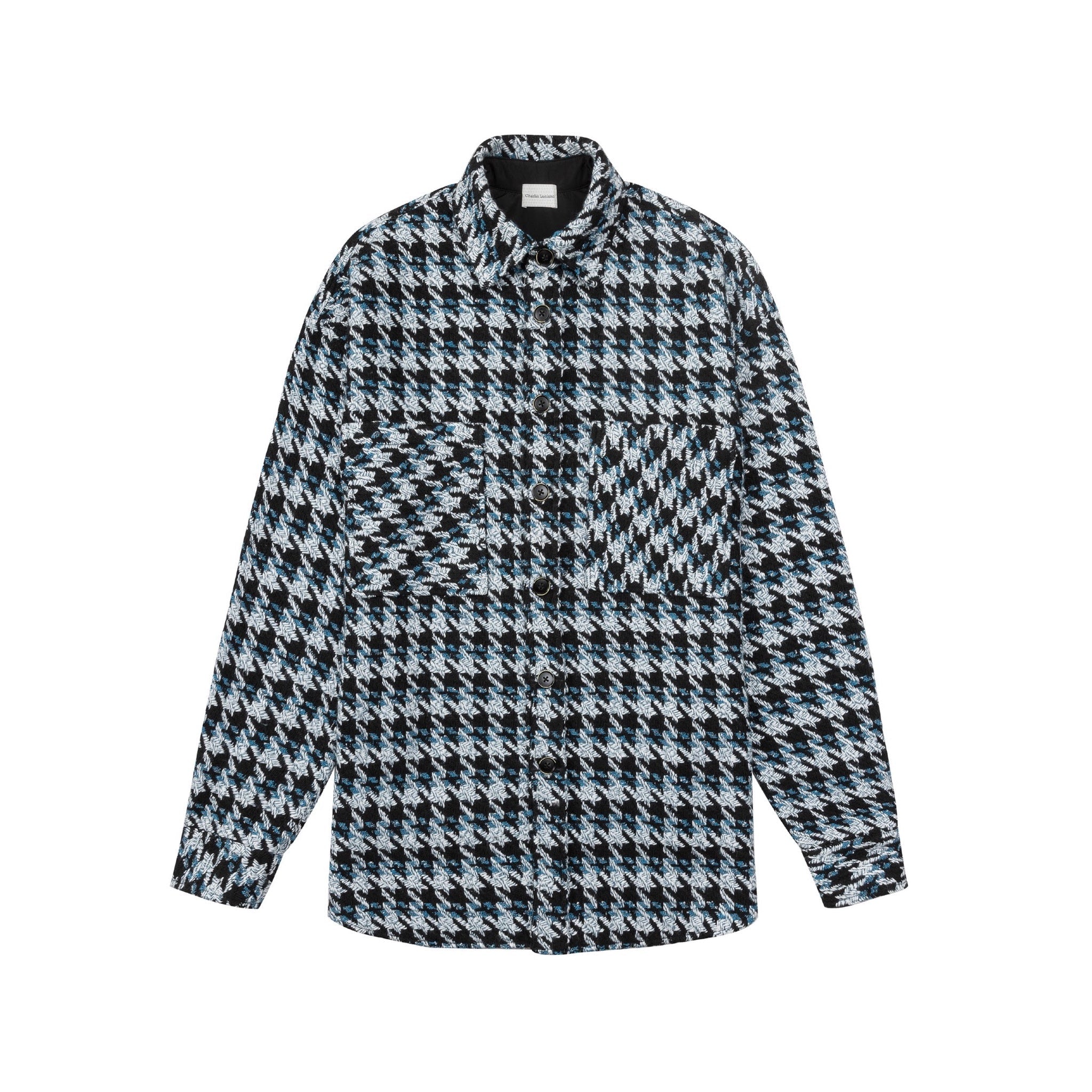 CHARLIE LUCIANO Tweed Overshirt Houndstooth Blue | MADA IN CHINA