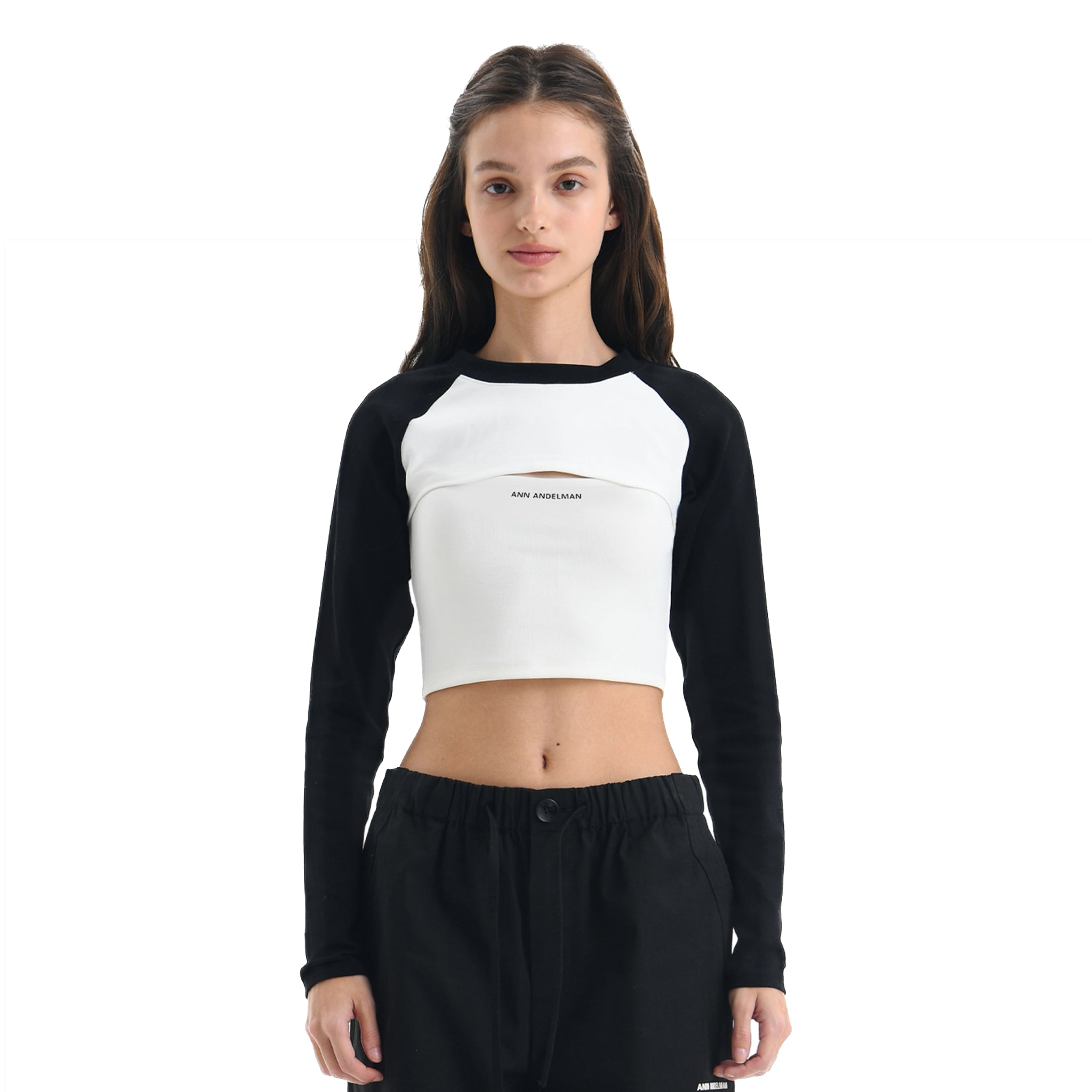 ANN ANDELMAN Two-piece Black and White Raglan Sleeve T-shirt | MADA IN CHINA