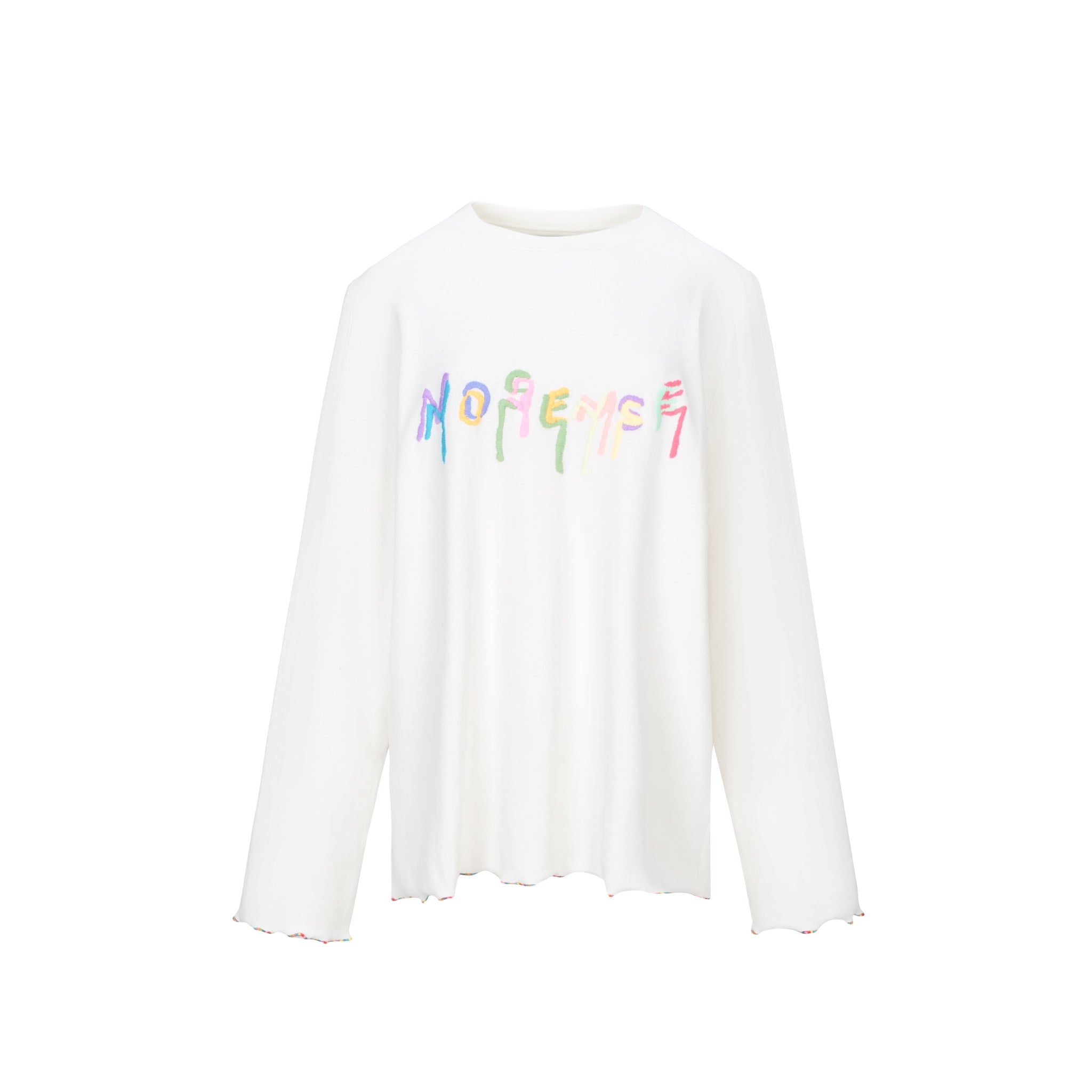 NOSENSE White Brand Name Color Embroidery Long Sleeve | MADA IN CHINA