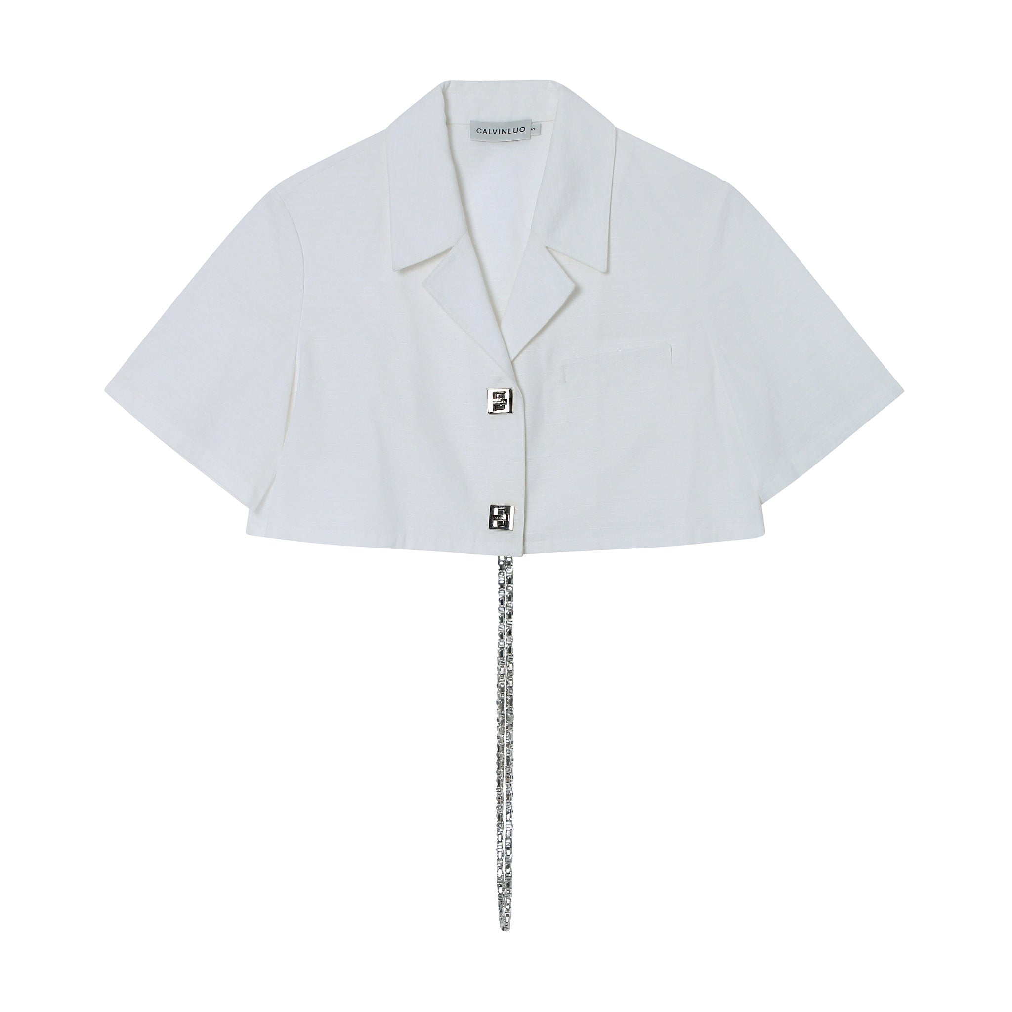 CALVIN LUO White Chain Decorated Short Shirt | MADA IN CHINA