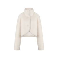 THREE QUARTERS White Collar Faux Mink Short Jacket | MADA IN CHINA