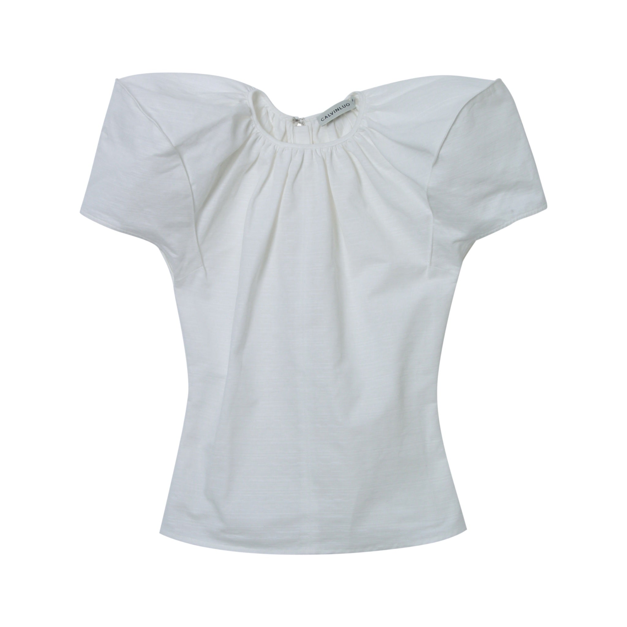CALVIN LUO White Puffy Sleeve Top | MADA IN CHINA