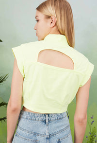 Green Women Short High-neck T-shirt