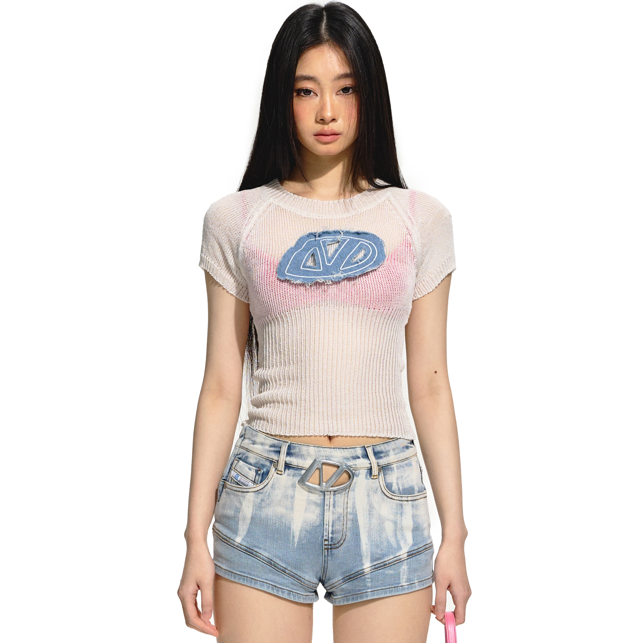 Slim Fit Jersey Embroidered Short T-Shirt White