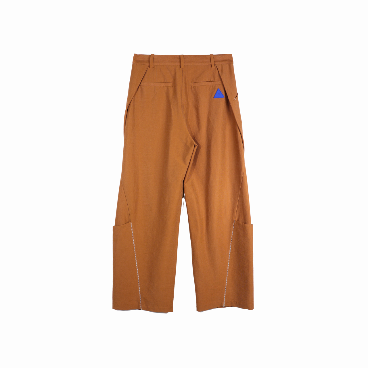 棕色装饰线立体结构长裤