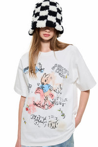 Rocking Horse Rabbit Doodle T-Shirt in White