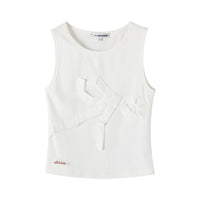 Origami Bow Tank Top in White