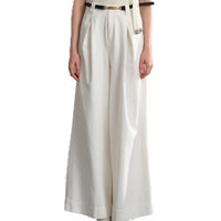 White Belted Wide Leg Pants