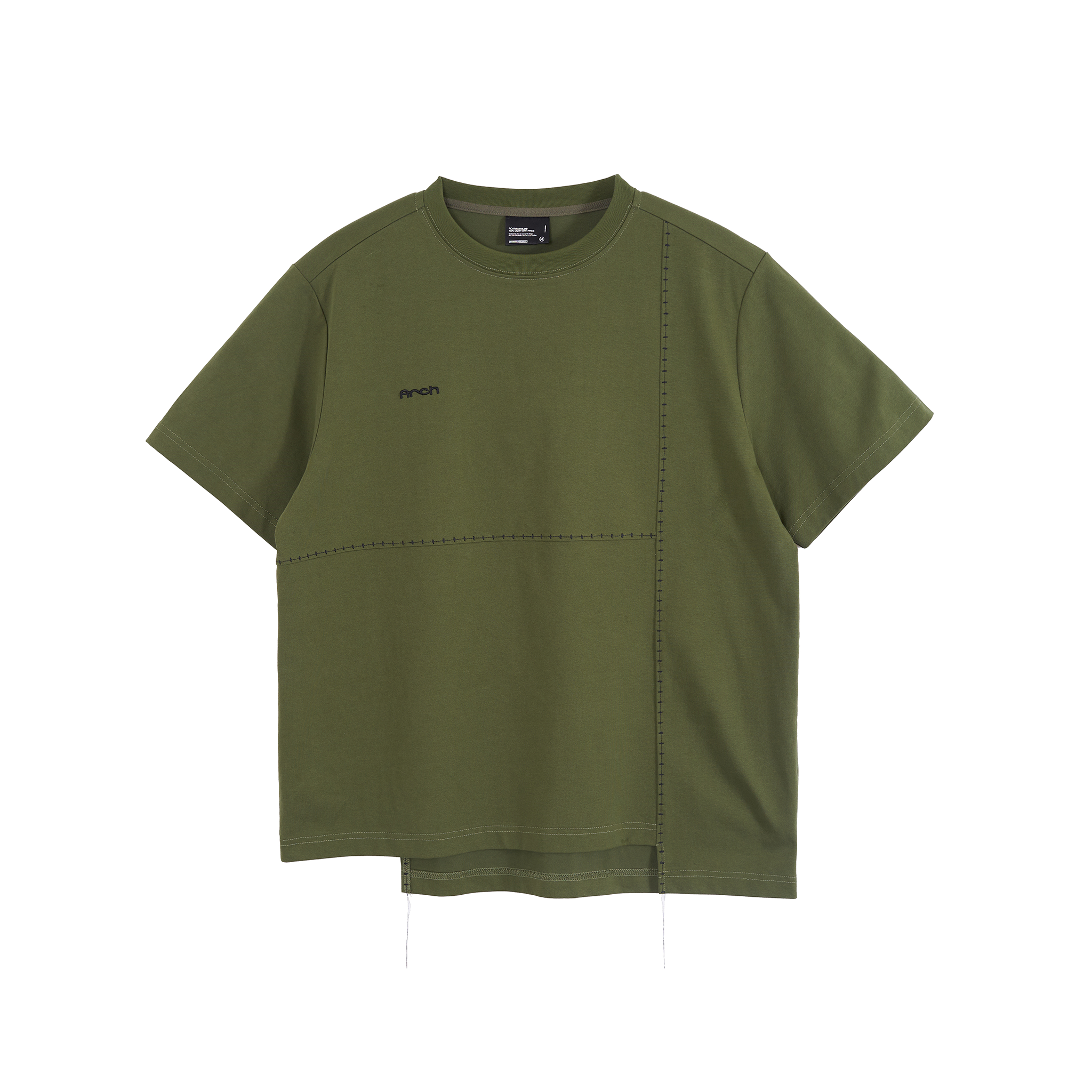 Army Green Mismatched Crop Short Sleeve T-Shirt