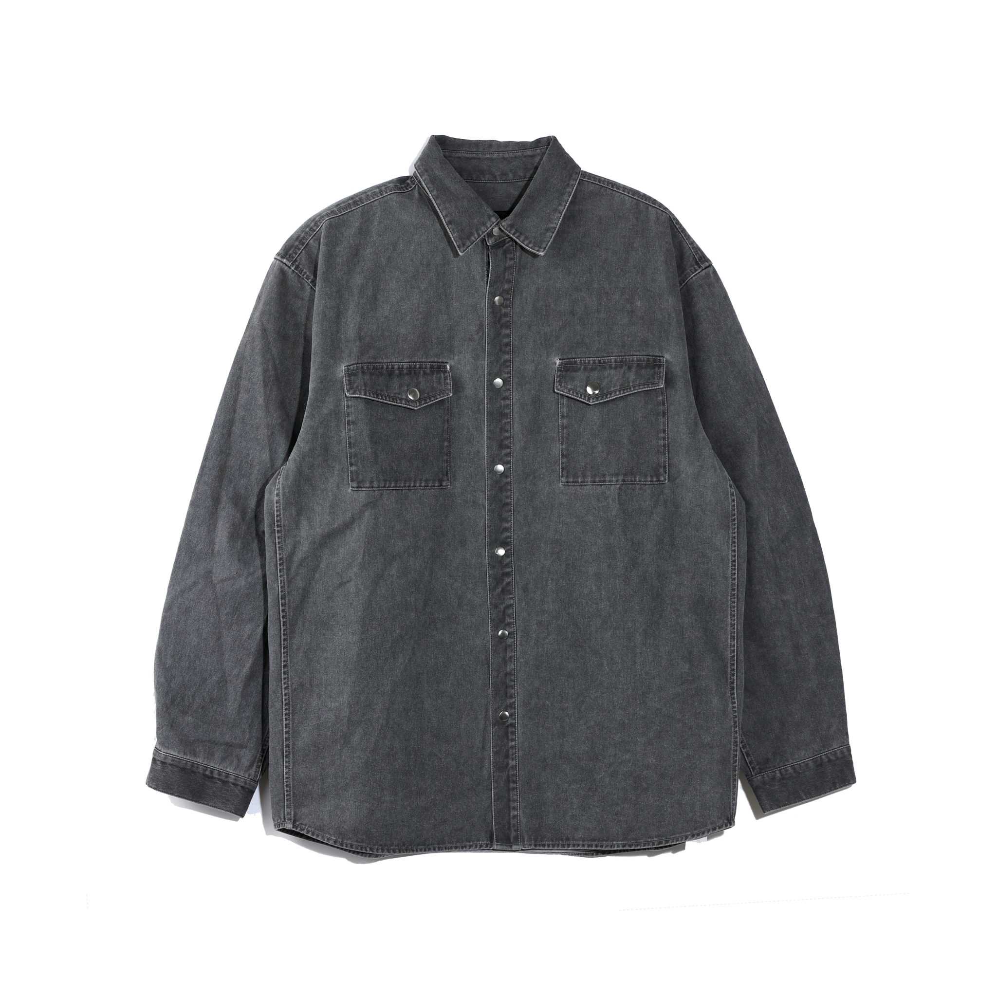 Gray Antique Dyed Long Sleeve Shirt