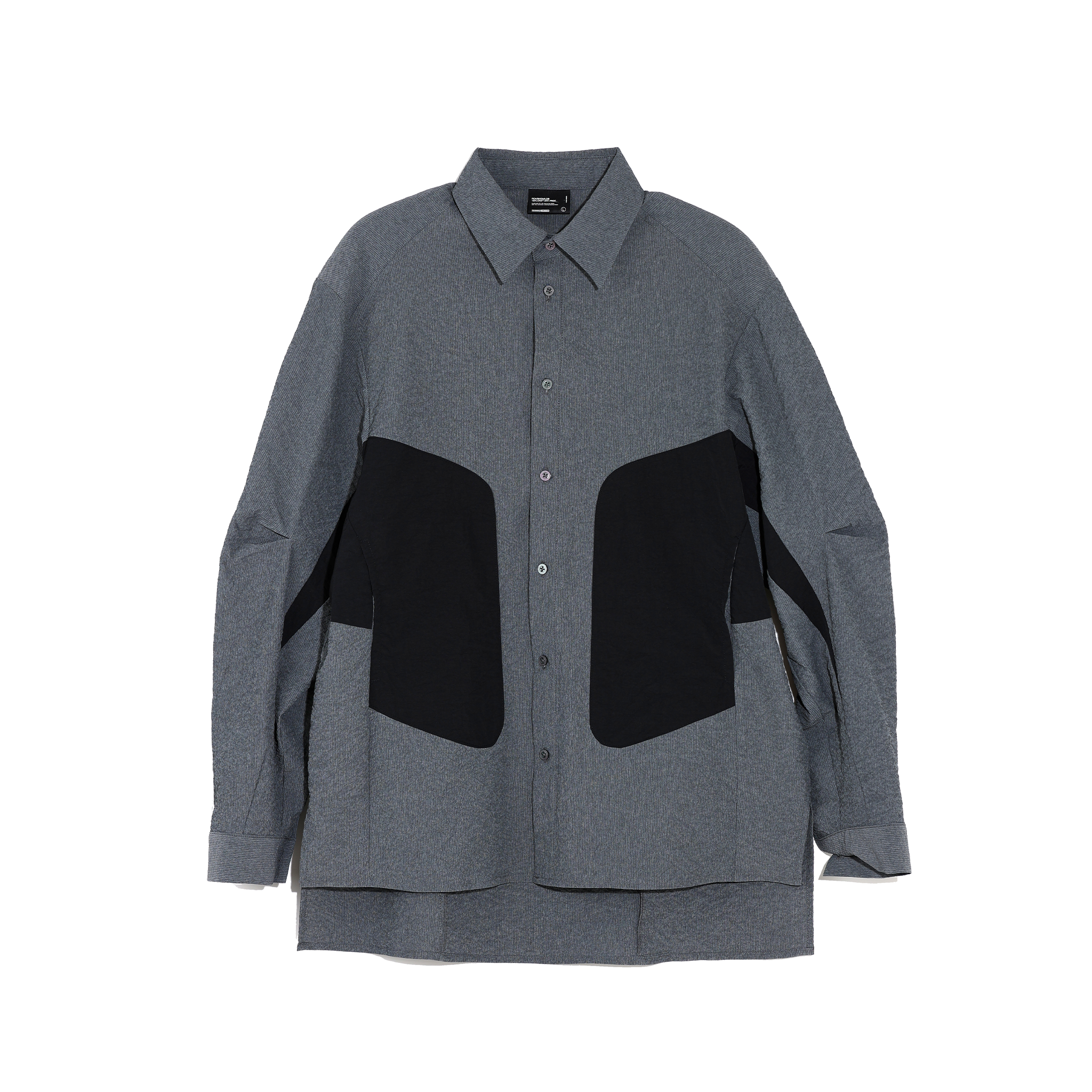 Gray Textured Patchwork Long Sleeve Shirt