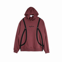 Ribbon Structured Hooded Sweatshirt Brown Red