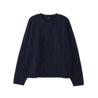 Navy Fish Scale Textured Sweater