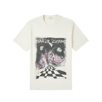 White Distorted Space Vintage Short-Sleeved T-Shirt