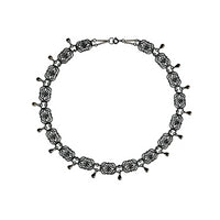 Black Silver Twig Teardrop Necklace