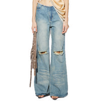 Washed Distressed Bootcut Jeans