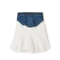 Cotton Embroidered Denim Belt Skirt
