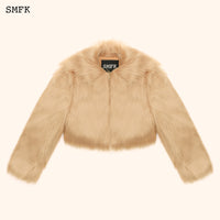 WildWorld Faux Fur Short Jacket In Wheat