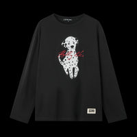 Dalmatian silhouette long sleeve T-shirt in Black