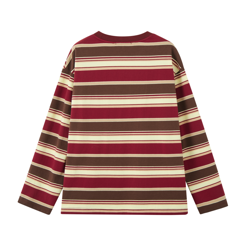 Retro Striped Long-sleeved T-shirt in Red