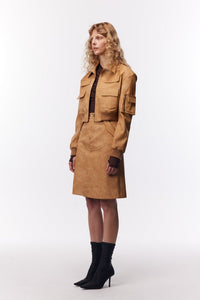 NECESSARY ANANKE A-line Leather Skirt in Brown | MADA IN CHINA