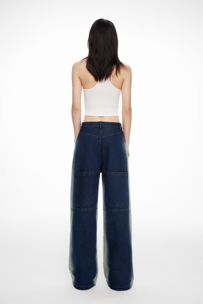 LOST IN ECHO Acid-washed Wide-leg Jeans with Large Pockets | MADA IN CHINA