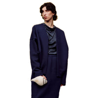 ilEWUOY Air Layer Cardigan Coat in Dark Blue | MADA IN CHINA