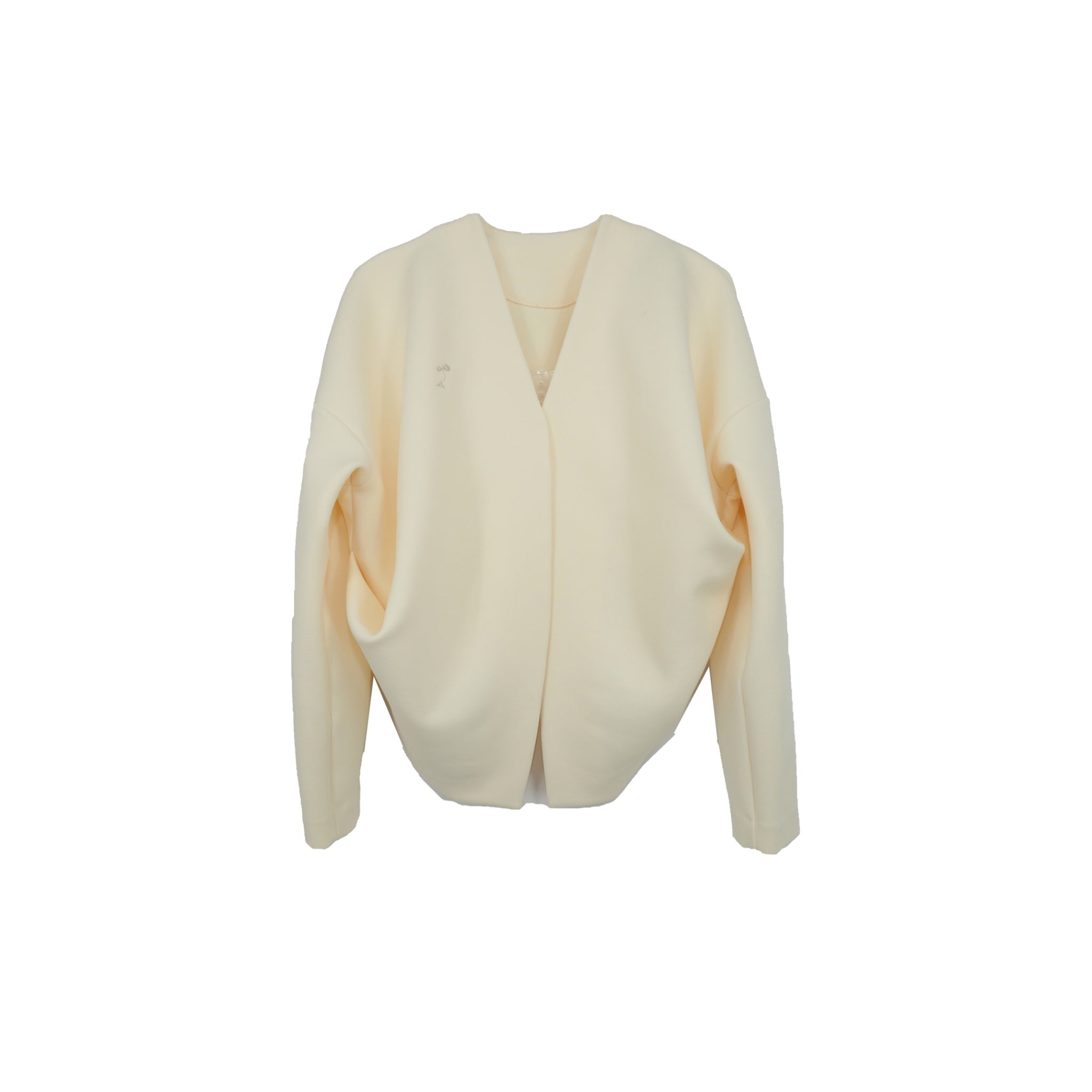ilEWUOY Air Layer Cardigan Coat in White | MADA IN CHINA
