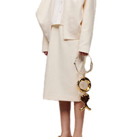 ilEWUOY Air Layer Double Waist Skirt in White | MADA IN CHINA