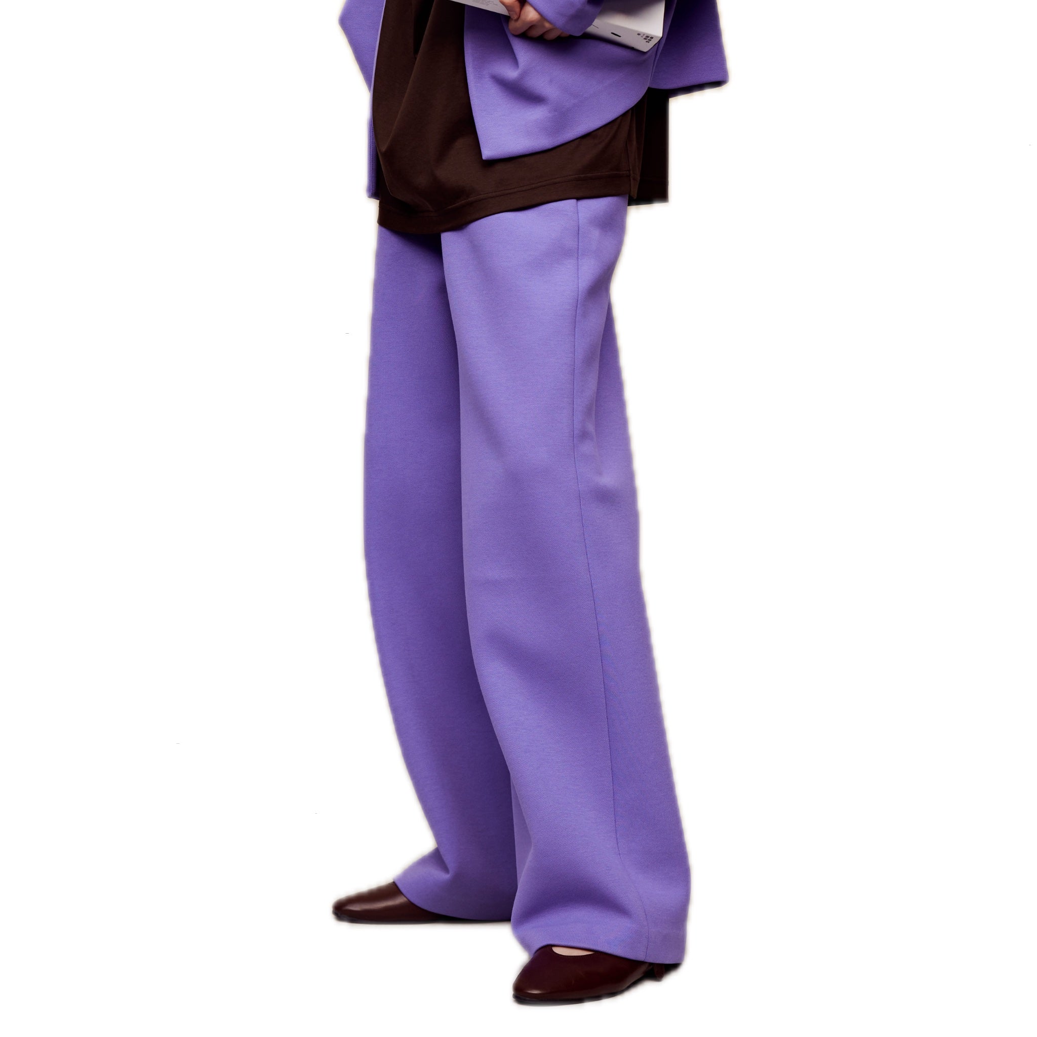 ilEWUOY Air Layer Double Waist Wide-leg Sweatpants in Purple | MADA IN CHINA