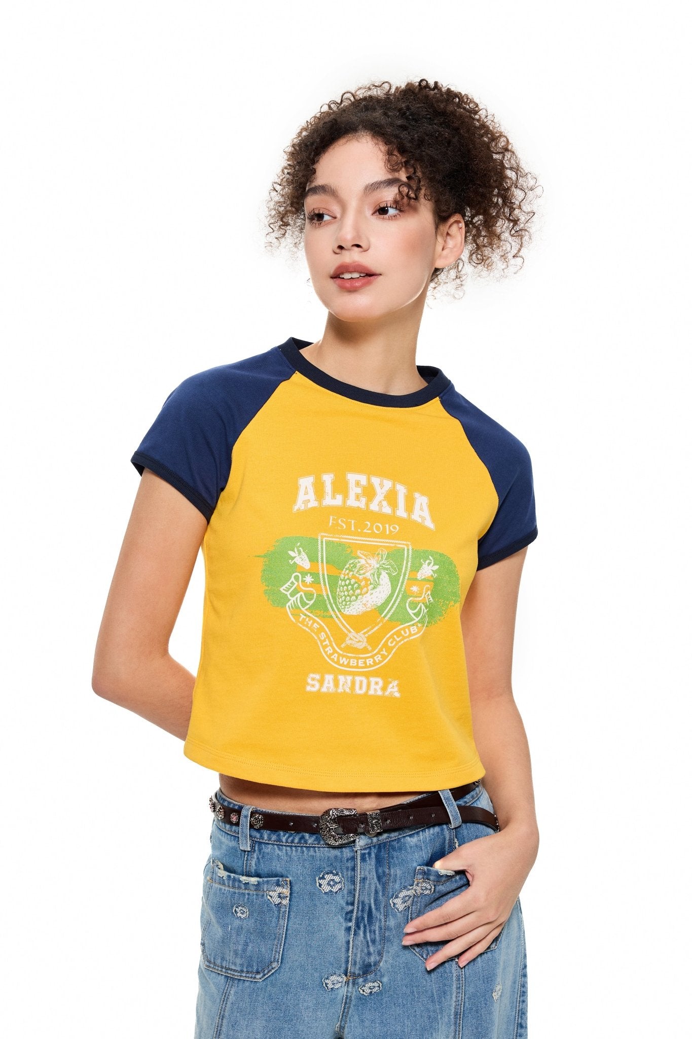 Alexia Sandra Alexia Strawberry Cropped T - Shirt in Yellow | MADA IN CHINA