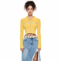 ALEXIA SANDRA Alexia Zipped Knitted Cardigan Yellow | MADA IN CHINA