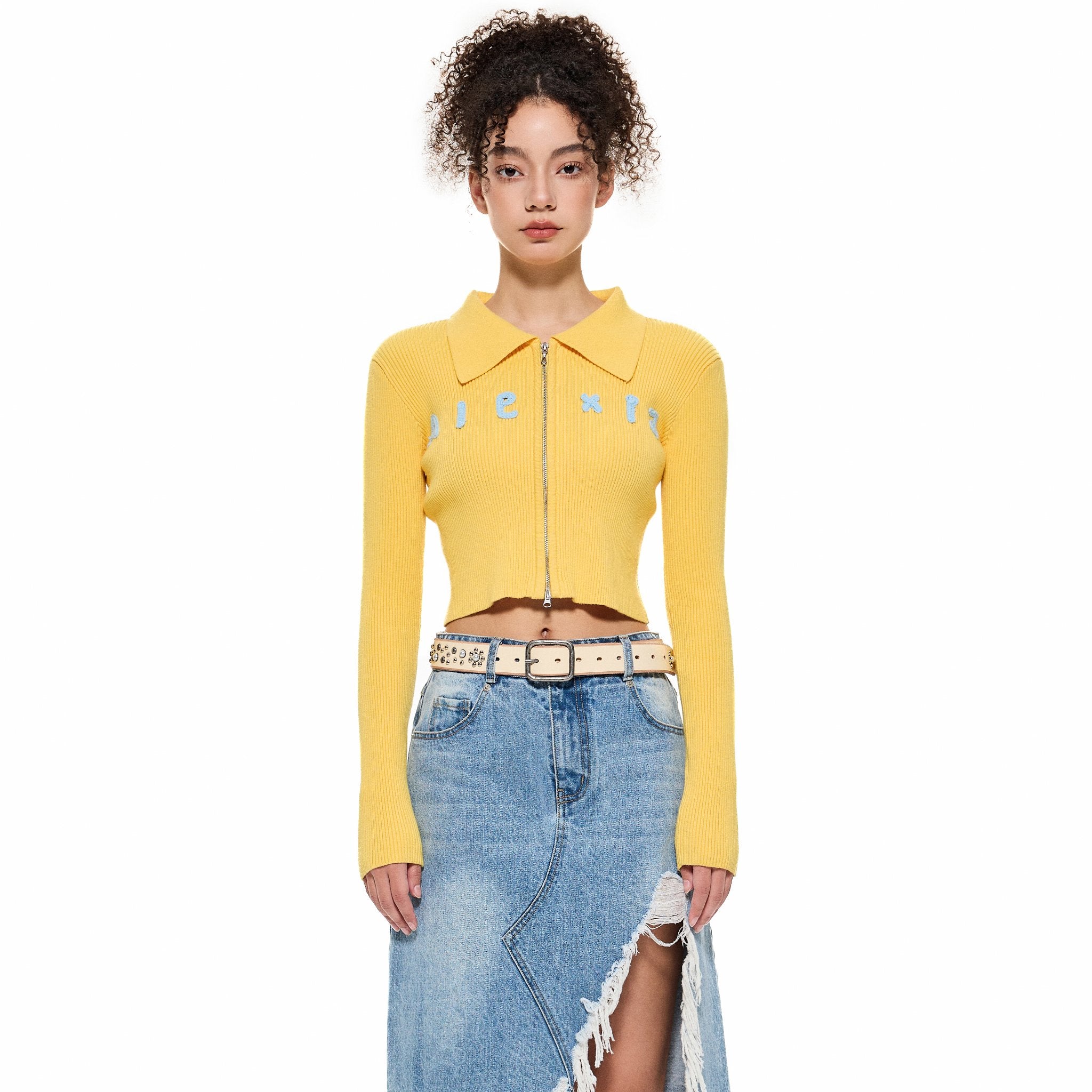 ALEXIA SANDRA Alexia Zipped Knitted Cardigan Yellow | MADA IN CHINA
