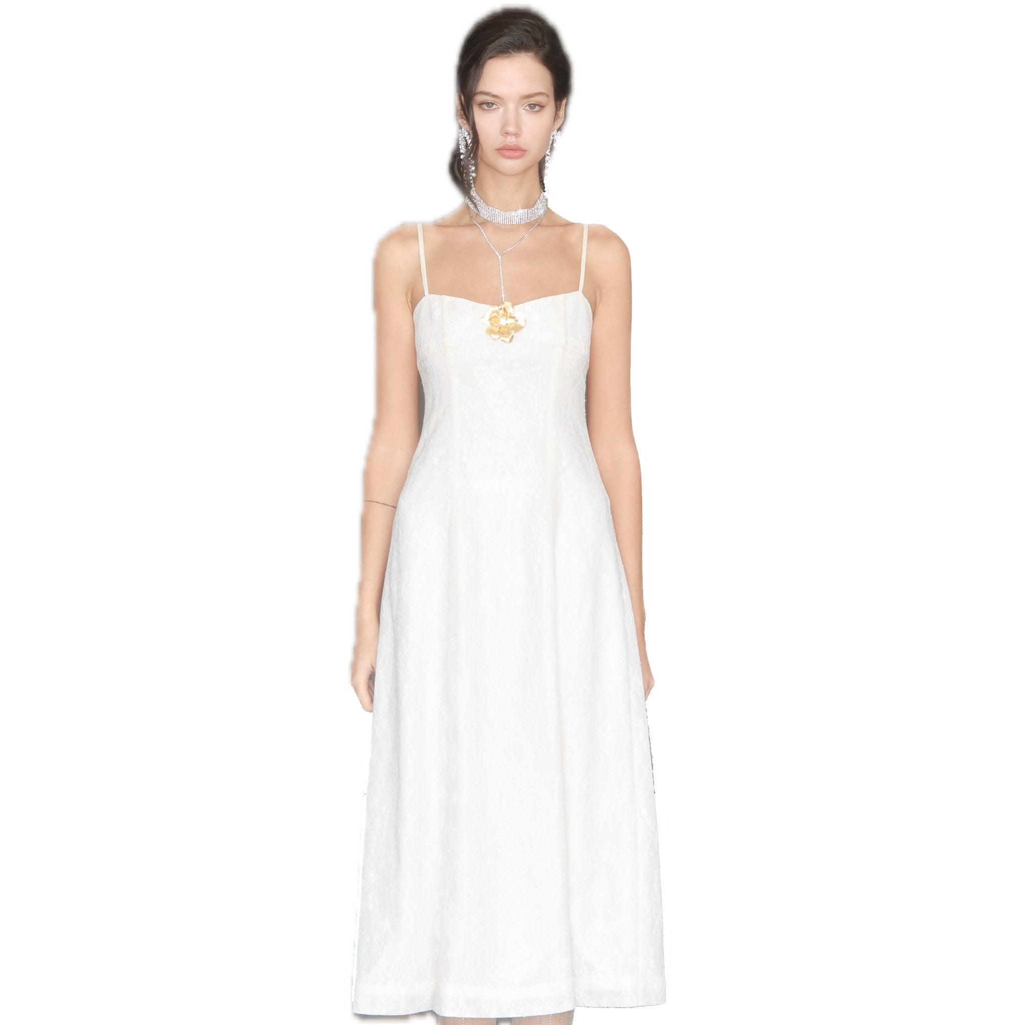 ARTE PURA Apricot Lace Camisole Long Dress | MADA IN CHINA