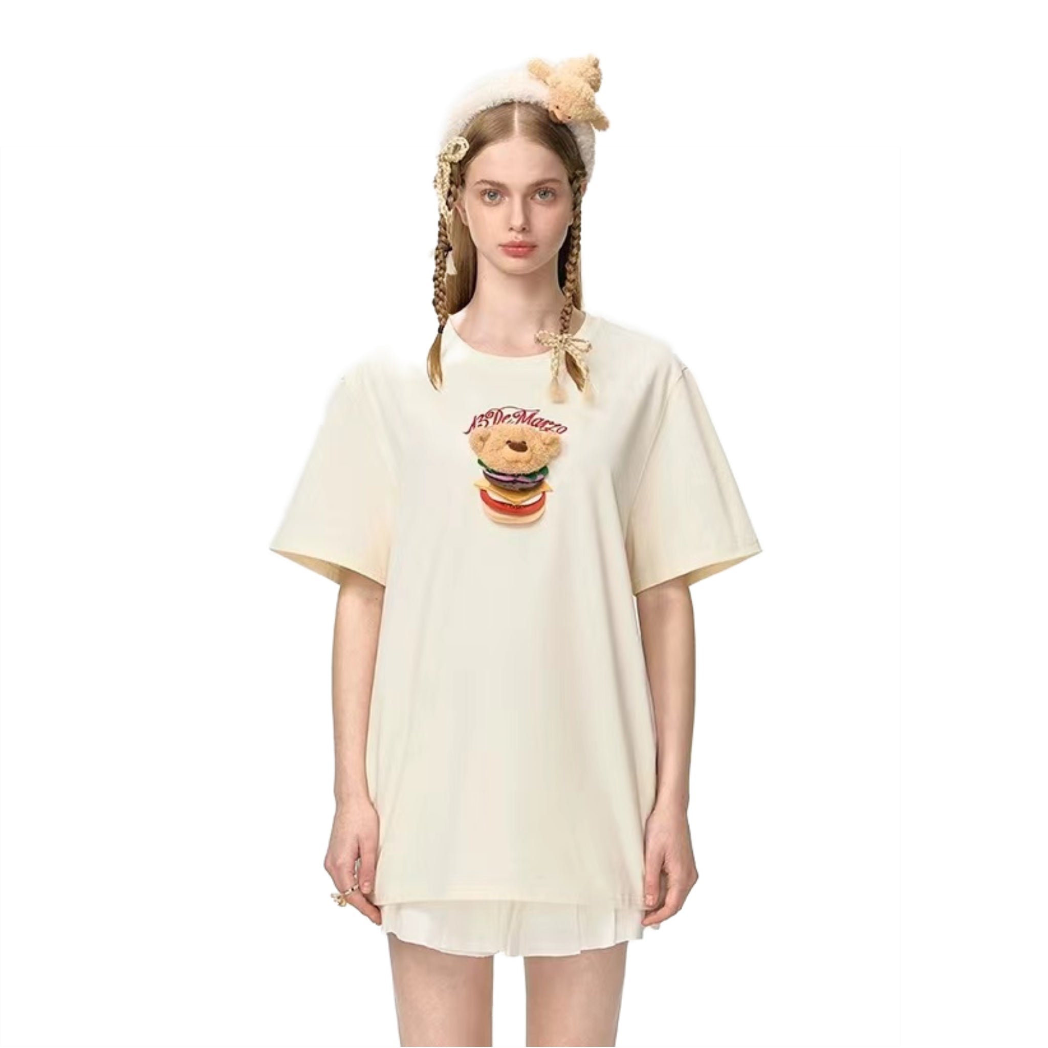 13DE MARZO Apricot Layered Hamburger T - shirt | MADA IN CHINA