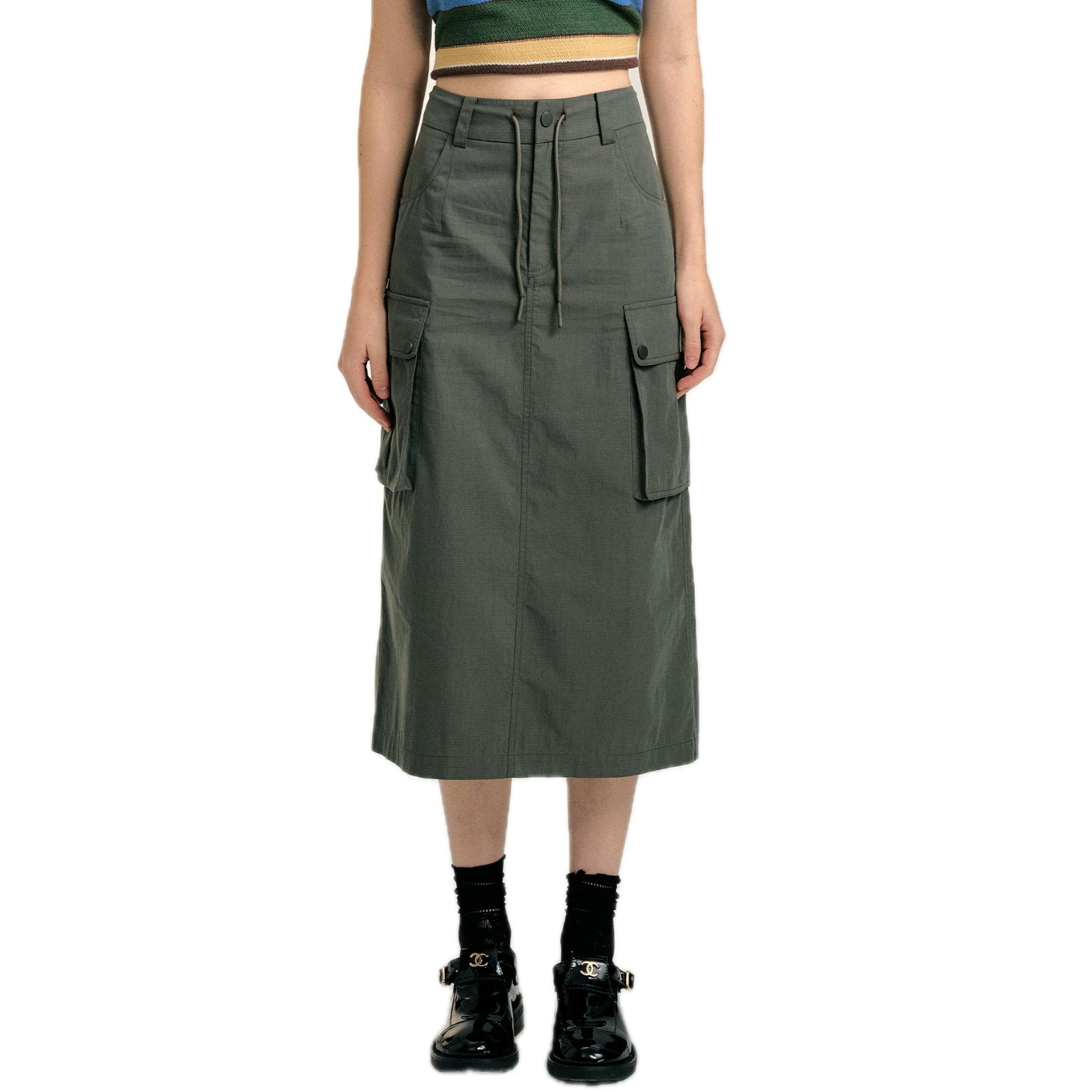 SOMESOWE Army Green Cargo Skirt | MADA IN CHINA