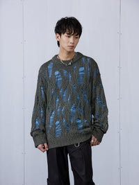 ARCH Army Green Destroyed Cutout Sweater | MADA IN CHINA