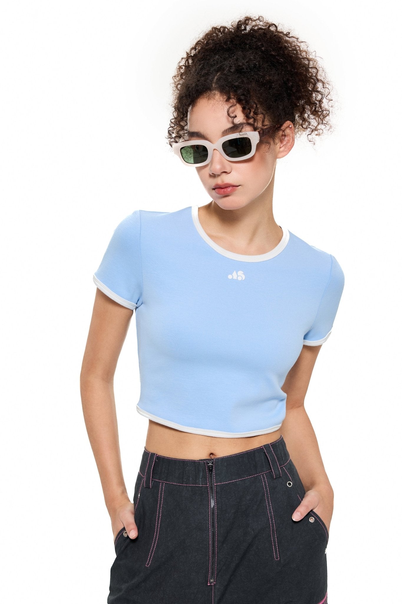 Alexia Sandra AS Cropped T - Shirt in Blue | MADA IN CHINA