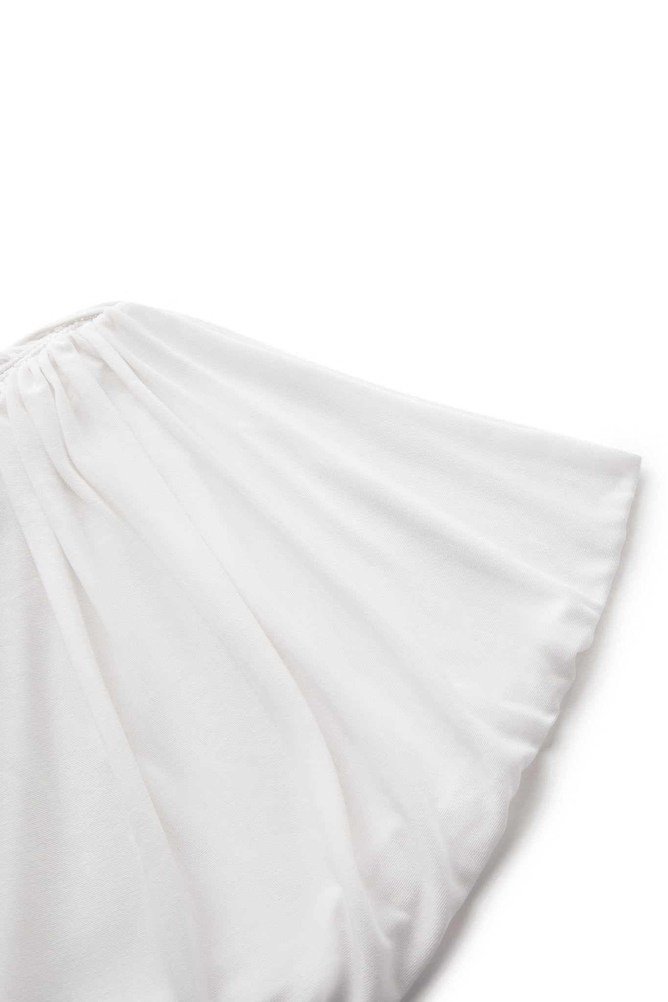 LOST IN ECHO Asymmetric Pleated Draped Maxi Skirt in White | MADA IN CHINA