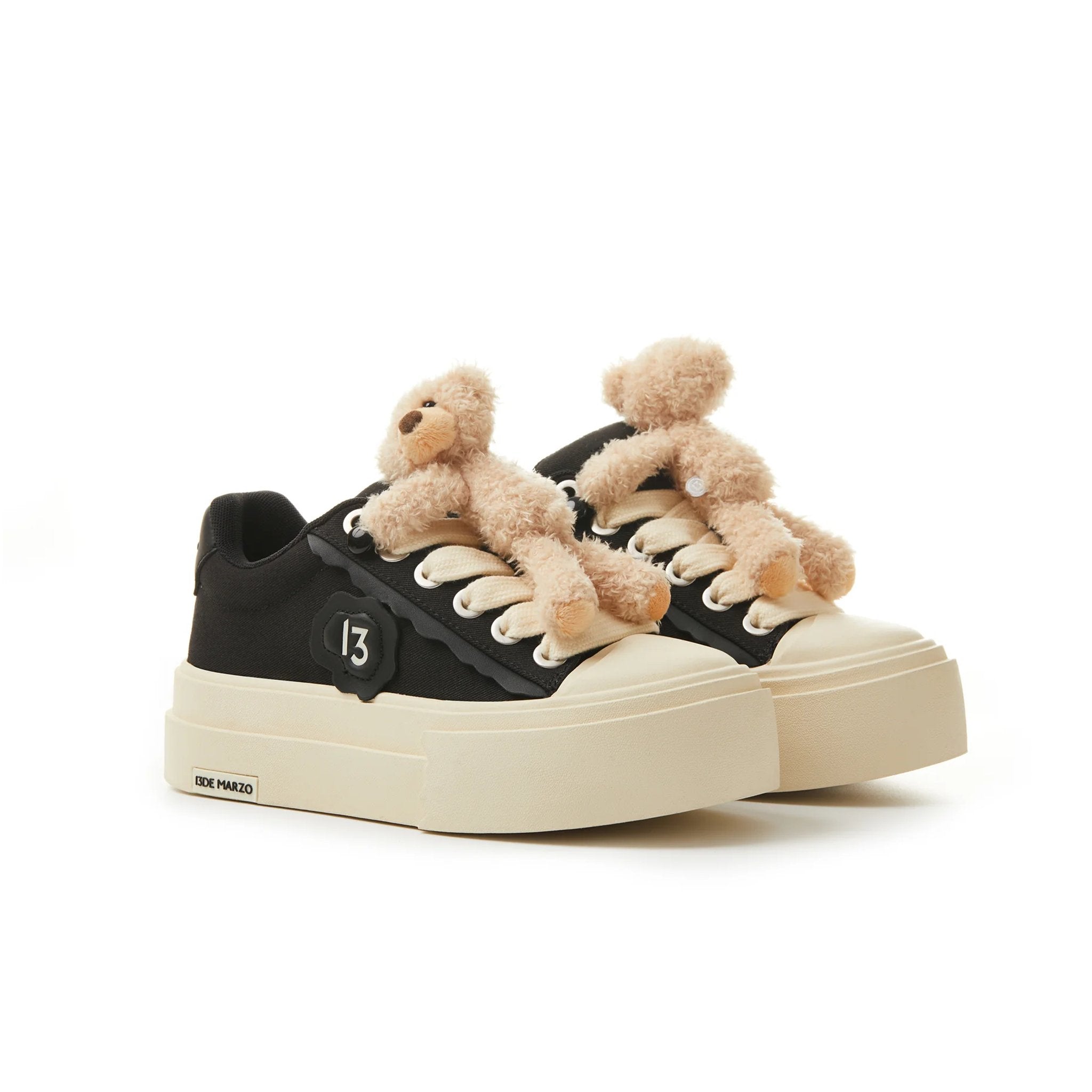 13DE MARZO Bear Platform Sneakers Black | MADA IN CHINA