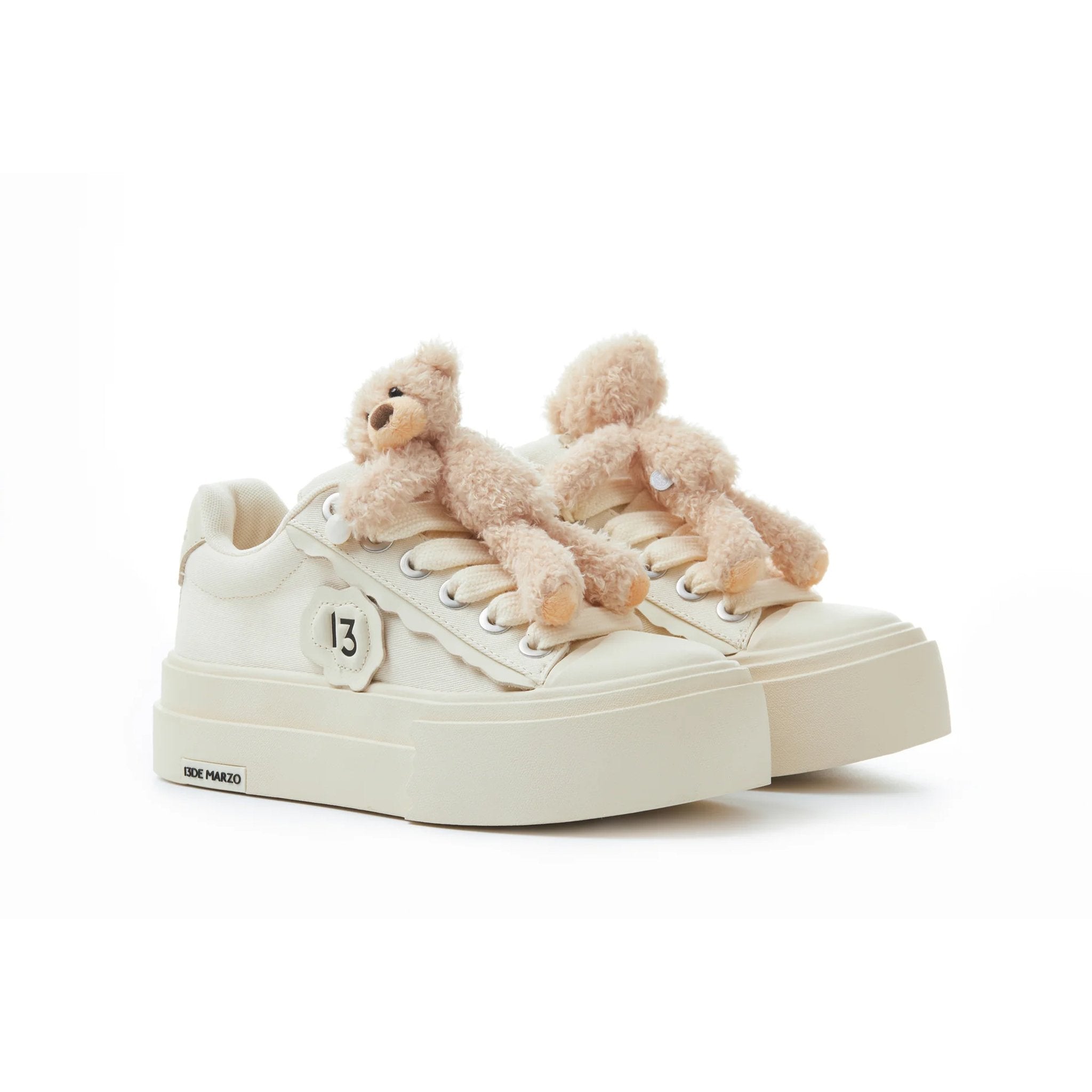 13DE MARZO Bear Platform Sneakers White | MADA IN CHINA